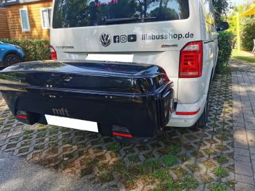 Set: Heckbox mft Backbox für die Anhängekupplung - abklappbar - Breite 1540 mm - silber - incl.  Back Carrier Grundträger